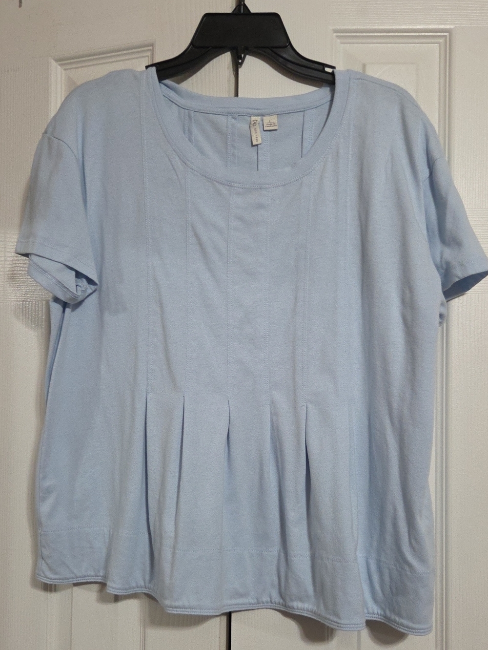 Cato Light Blue Short Sleeve Pleated Tee